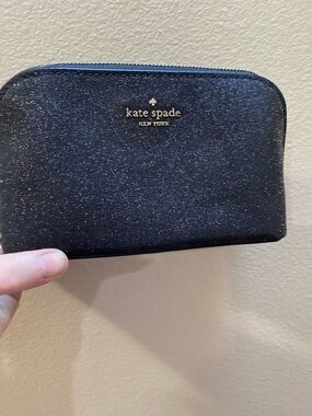 kate spade Black Sparkle Zip Card Wallet